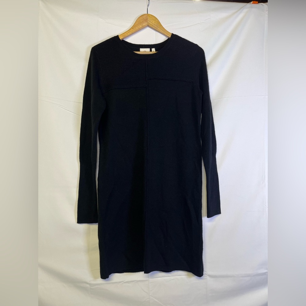 AG Adriano Goldschmied Mini Sweater Dress Womens L Black Wool blend Long Sleeve‎